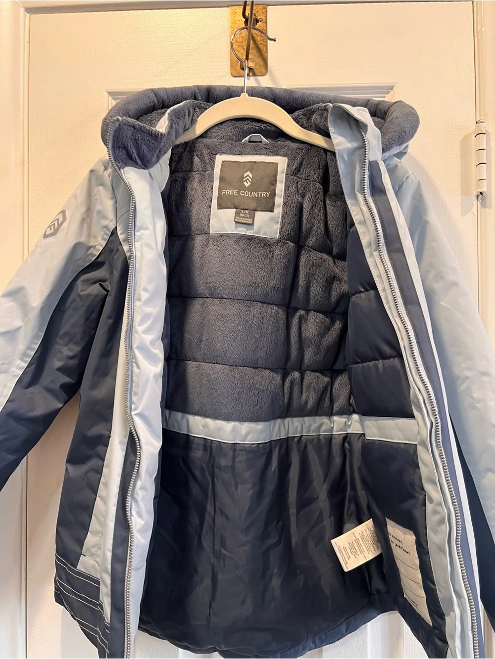 Free Country Girls Snow Jacket L 10/12 Skysleet Charcoal Grey Butter Pile Hood